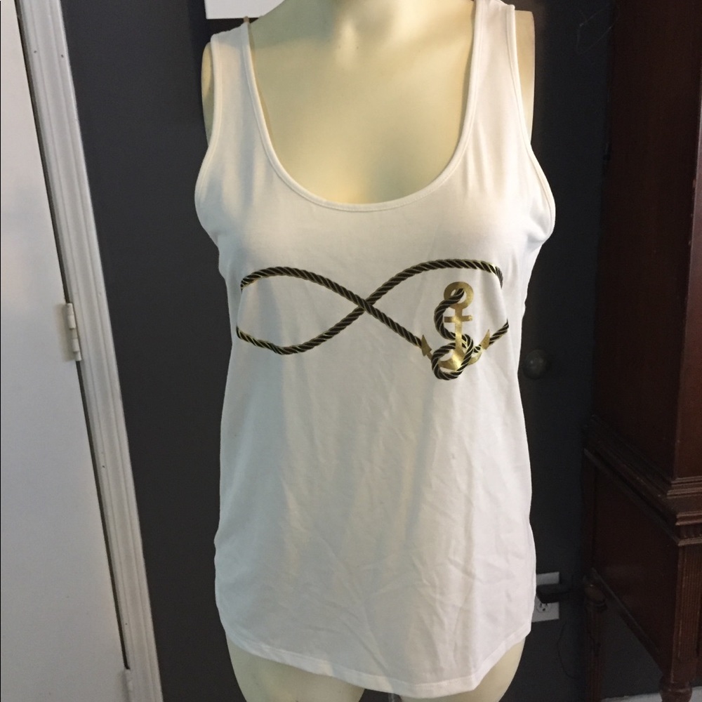 Inspired hearts infinity nautical cream tank sz L